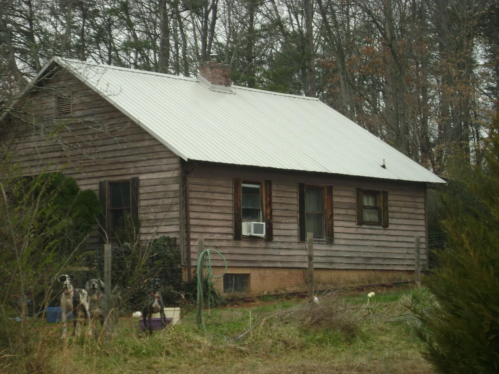 White metal roof on an old wood sided farmhouse, from a Asphalt Shingle Roof Repair job in Hoagland